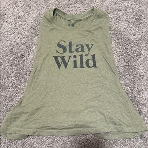 Vuori Olive Green 'Stay Wild' Muscle Tee